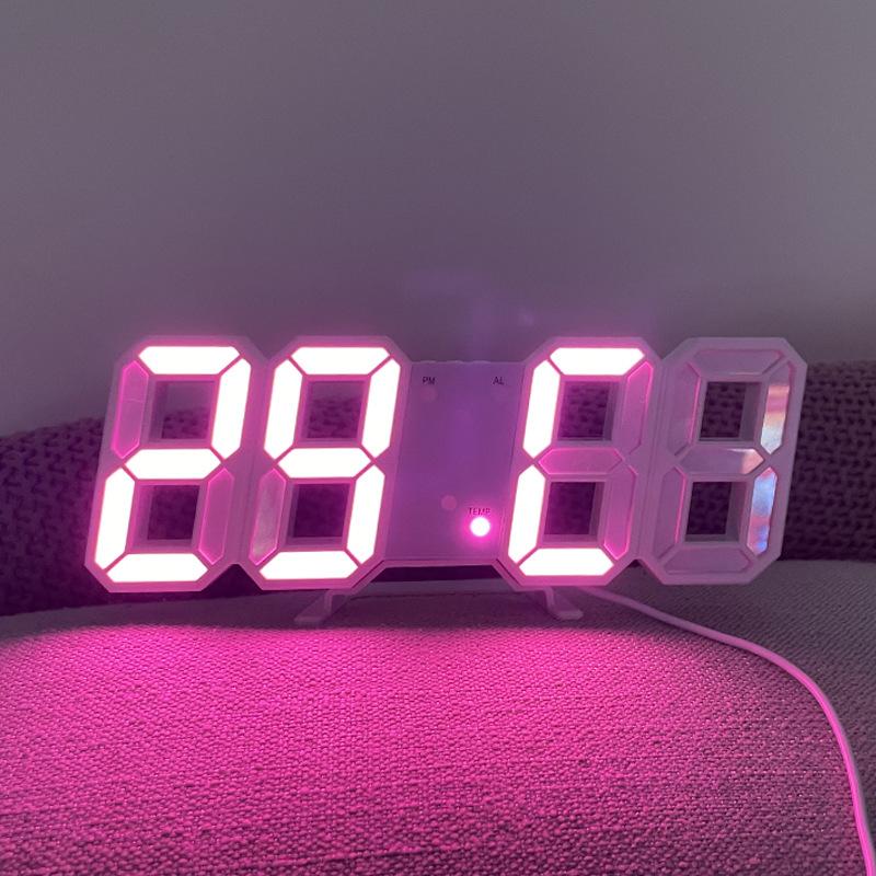 3D цифровой будильник творческий интеллектуальный светочувствительный светодиодный настенный студенческий электронный будильник украшение дома с дисплеем температуры