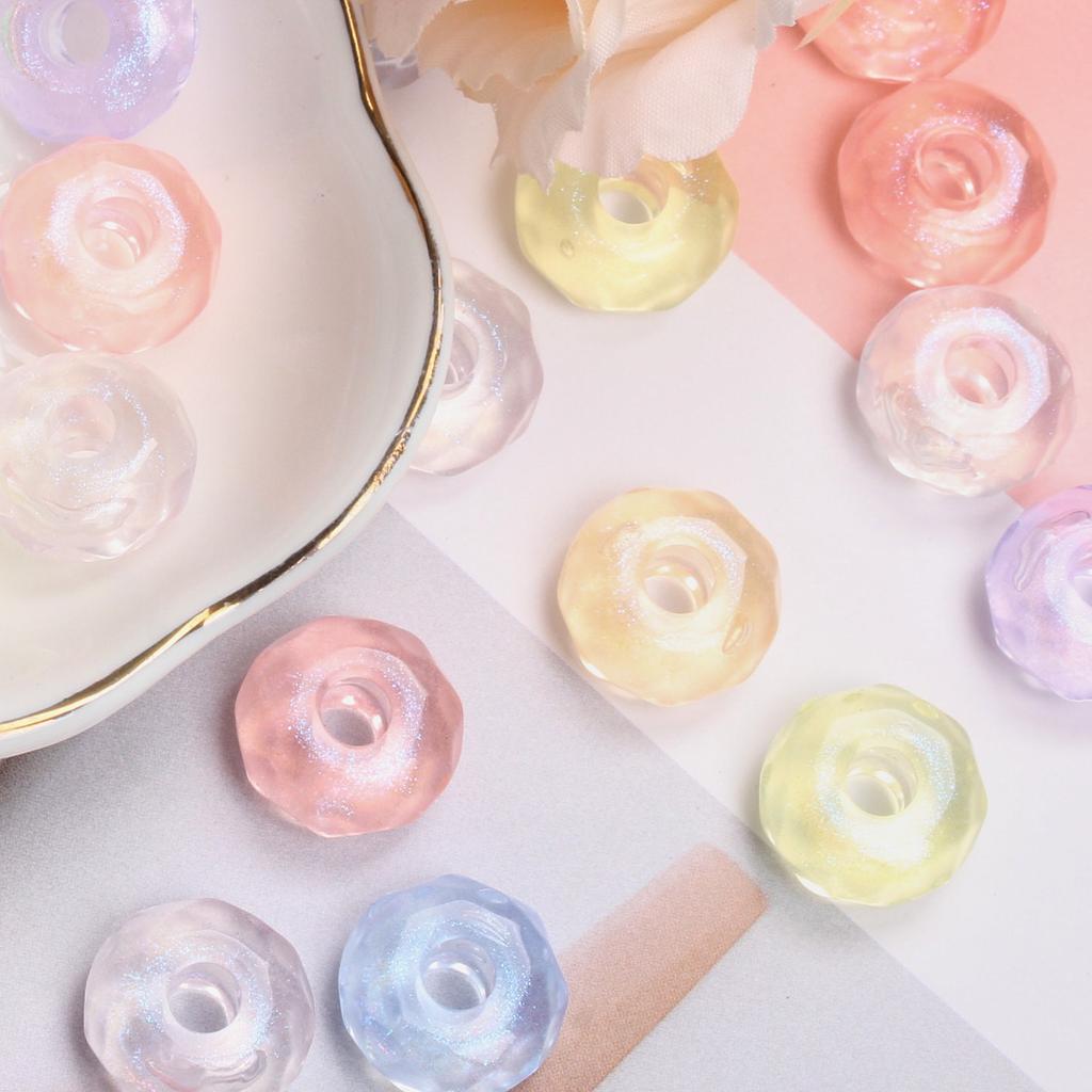 Home Party Supplies Transparent Cut Bead DIY Handmade Materials 15.5mm*7.5mm 10pcs Acrylic for Bracelet Jewelry Marking DIY Material Charms Big Hole