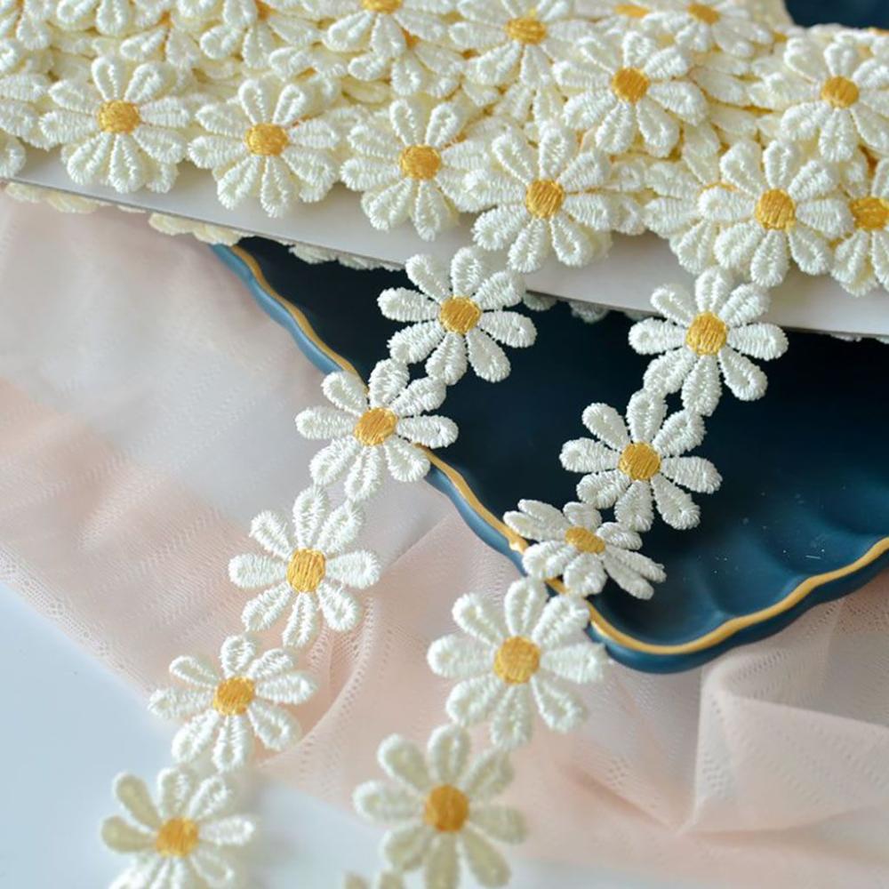Creative Small Yellow Flower Embroidered Handmade Daisy Lace Trim DIY Craft Ribbon Sewing Supplies