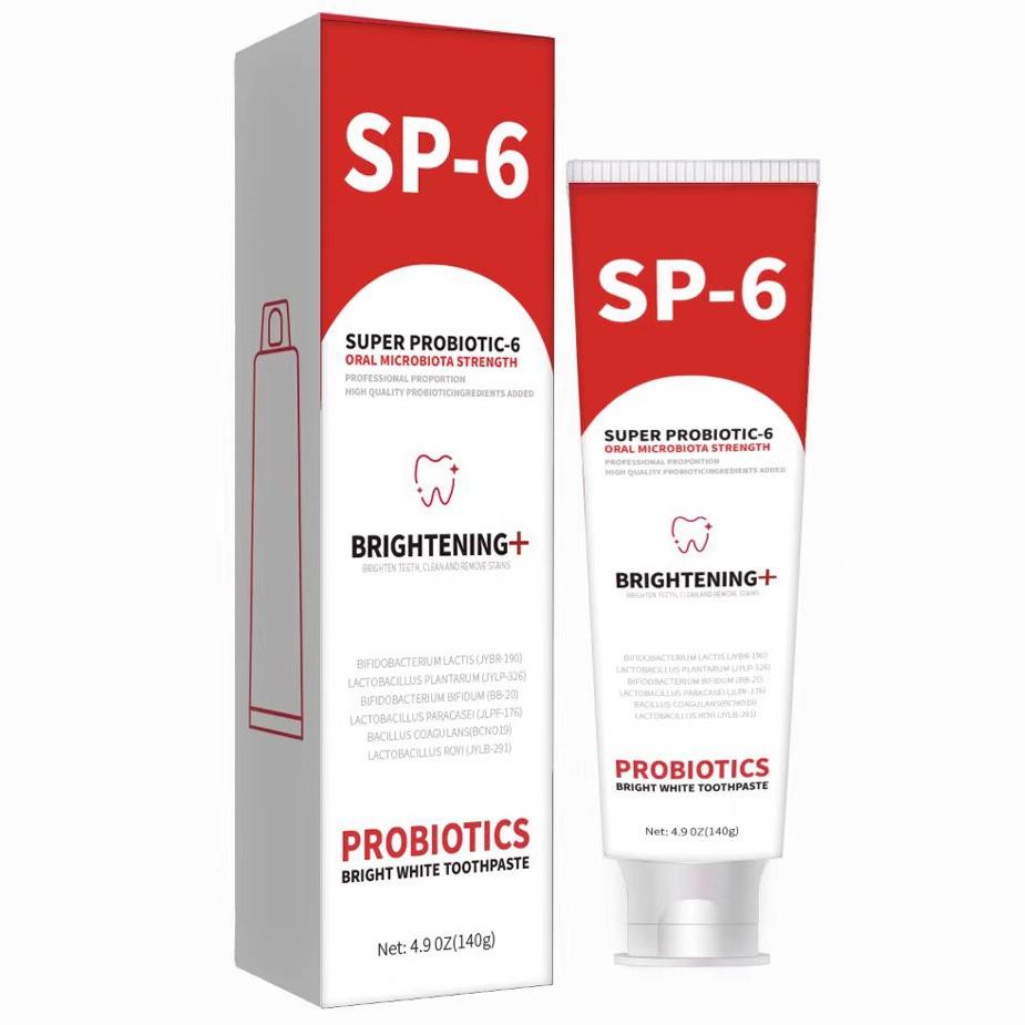 140 г SP-6 Пробиотическая зубная паста Отбеливание зубов Удаление зубного налета Предотвращение кариеса Гигиена полости рта Чистка Свежее дыхание Защита десен