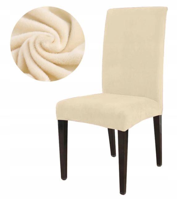 Chair Cover Thick Beige Ecru Velvet