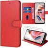 Защитный чехол для Xiaomi Redmi Note 12 - E.F.CONNECTION - Красный - Элегантный эффект кожи - Закаленные стекла