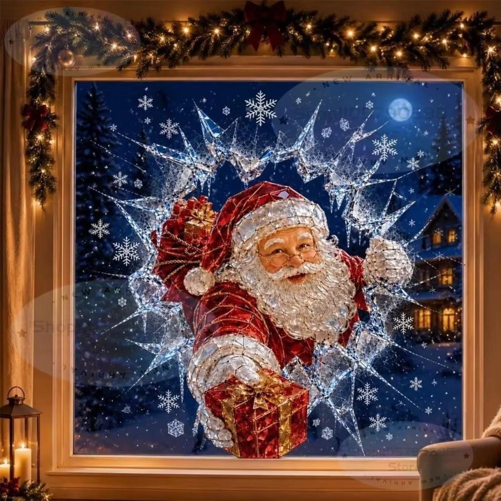 PET Window Sticker Reusable Christmas Decoration Creative Christmas Window Decals  Holiday Decor