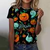 Fashion Women's T-shirt with Happy Halloween  Pumpkin Graphic 3D Printed Short Sleeve Summer Oversized Polyester Fiber Clothing