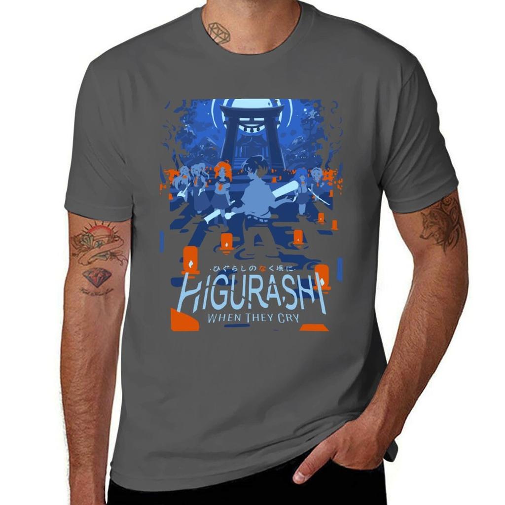 Higurashi When They Cry TShirt t shirts for Unisex cotton cotton t shirt pack TShirt