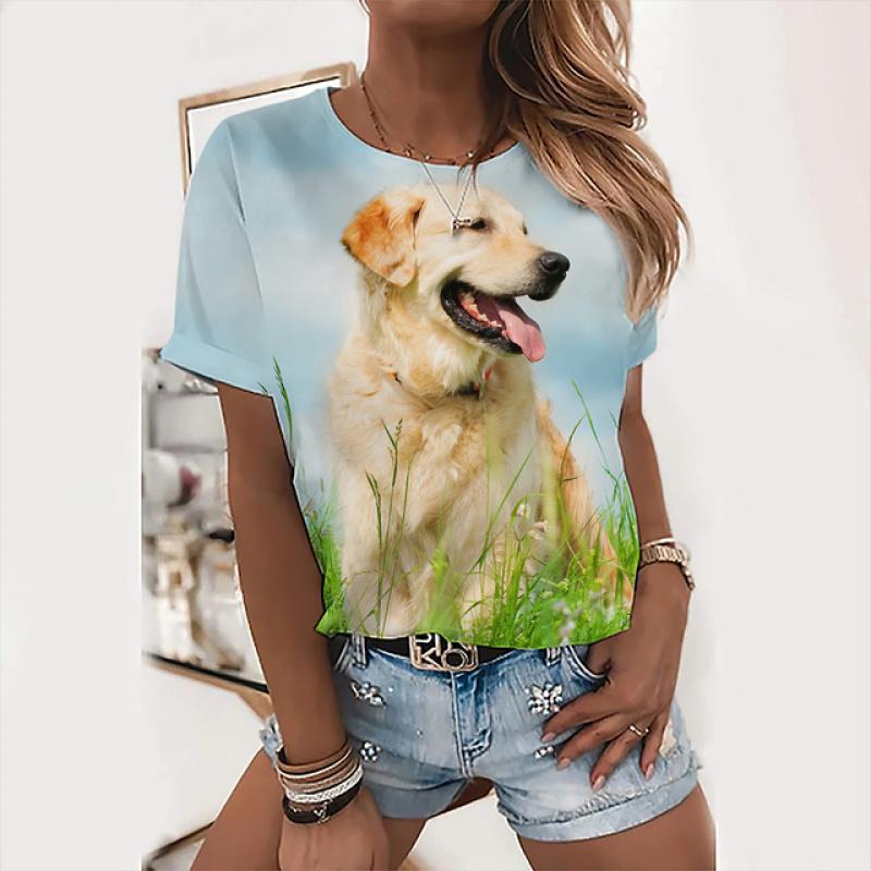 Милые топы с собаками, женская праздничная футболка с надписью «Love Dog Day», модная футболка с животным принтом, женская футболка Kawaii, летняя повседневная одежда с круглым вырезом