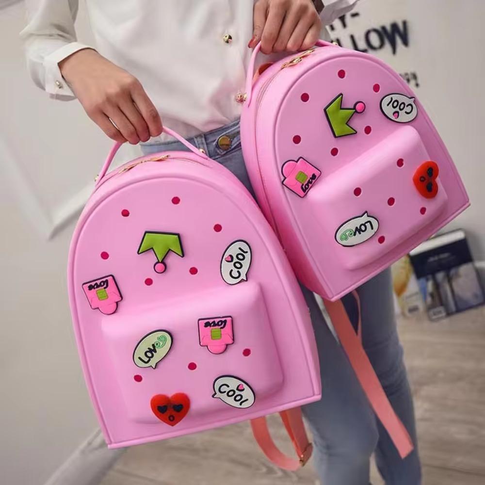 Zippered Kids Schoolbags Waterproof Kindergarten Knapsack Fashion Silicone Backpack Girls