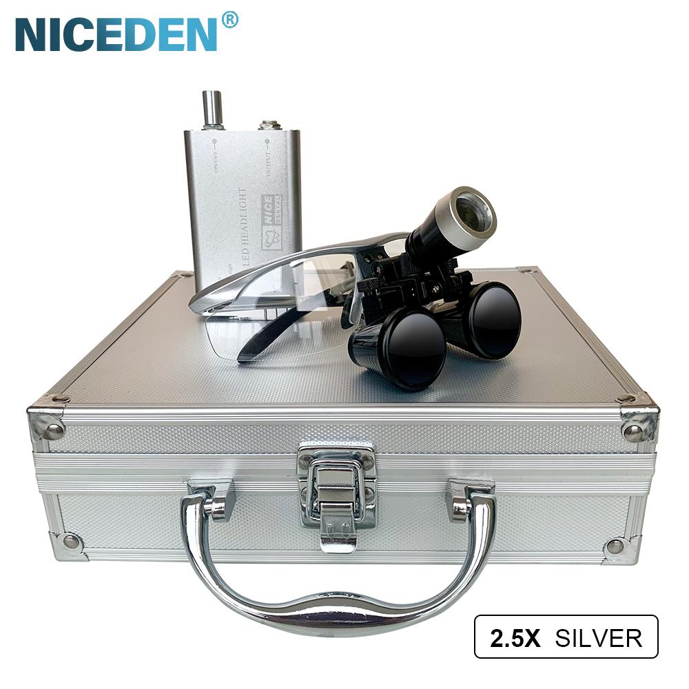 Niceden 2.5X 3.5X светодиодная стоматологическая лупа сверхлегкая бинокулярная лупа стоматологические хирургические стоматологические очки для стоматологической хирургии угол