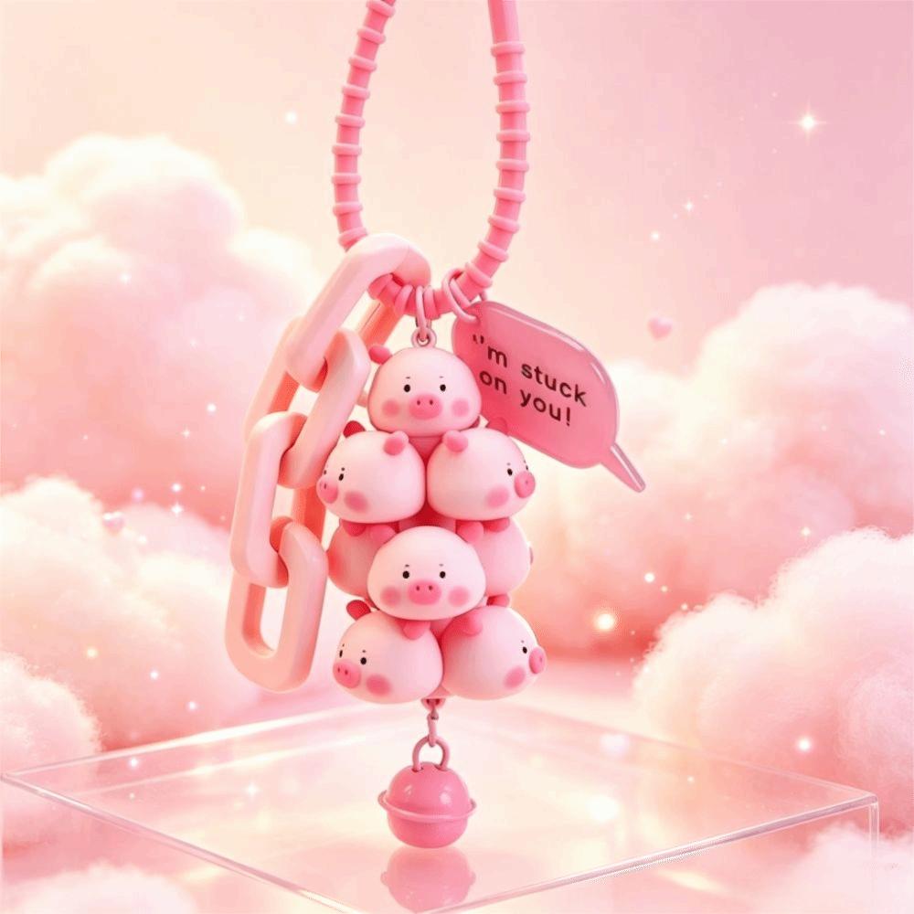 Pig Tower Pig Keychains Stacked Fun Panda Keychain Kawaii Cartoon Animal Keychain Student