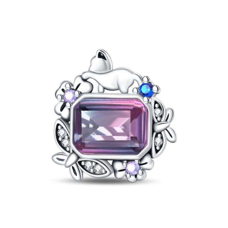 Fashion Copper Spring Colorful Butterfly Flowers Charms Beads Fit Original Bracelets Fine Diy Jewelry