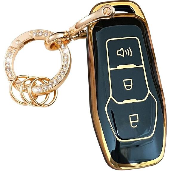 for Ford Key Fob Cover with Keychain Fit for Ford Explorer 2016 2017 Smart Key Shell (Pink)