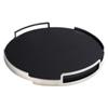 Nordic Style Leather Handle Metal Round Tray Living Room Bedroom Storage Tray Home Soft Decoration Ornaments