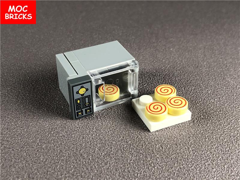 Набор MOC Кирпичи DIY Микроволновая печь Еда Печенье Суши Пончик Сахар Образовательные конструкторы игрушки для детей Рождественские подарки