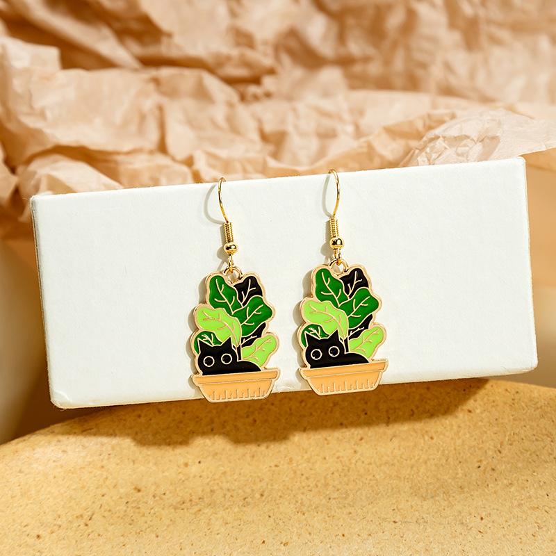 Vintage Cute Cartoon Animal Kitten Rabbit Panda Deer Earrings For Women Girls Jewelry Sweet Moon Cat Squirrel Enamel Earrings