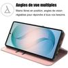 Coque pour Samsung Galaxy S26 Ultra, Protection Flip Case Anti-Rayures Antichoc Effet Cuir Rose