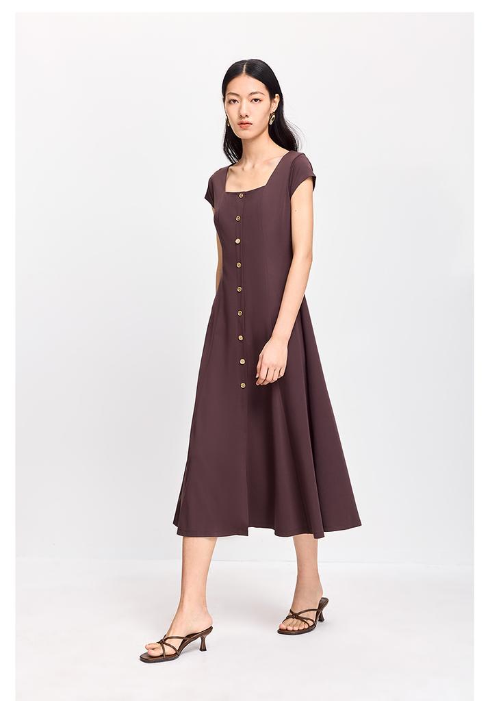 LILY retro generous neck short sleeved dress