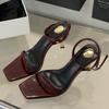 New Summer Fashion Narrow Band Square Toe Women Sandal Gladiator Thin Heel Dress Shoes Zapatos De Mujer