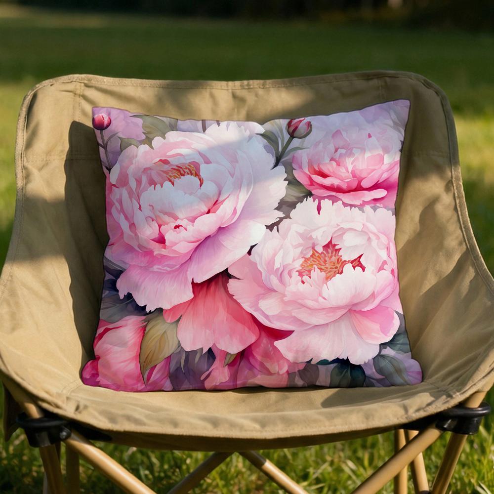 Pink Peony Flowers Cushion Cover Soft Reversible  Durable Pillow Cover  MultiScene Use for Home  Car Daily Comfort