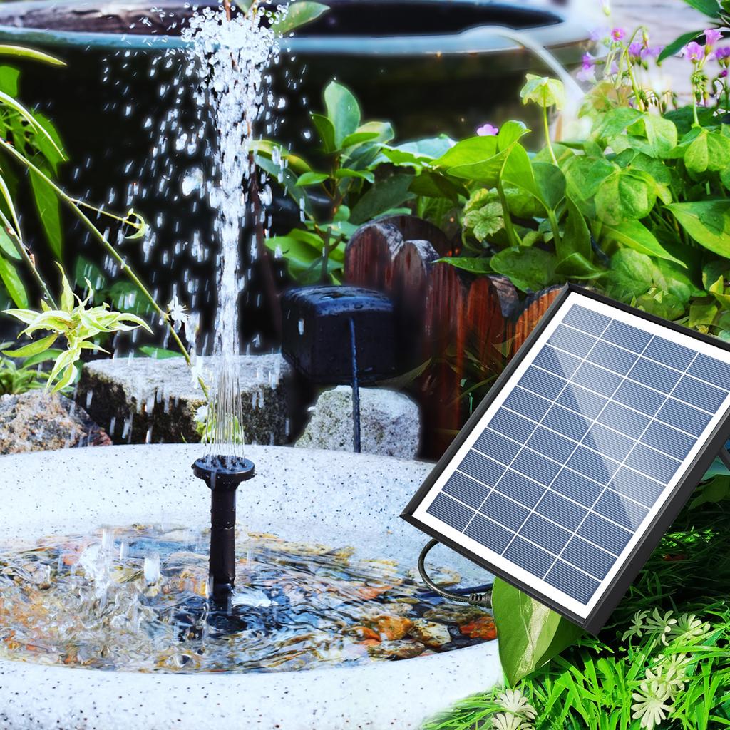 6.5W Solar Panel with Multiple Fountain Modes, Strong Water , Pond Pump for Garden, Pool, Yard