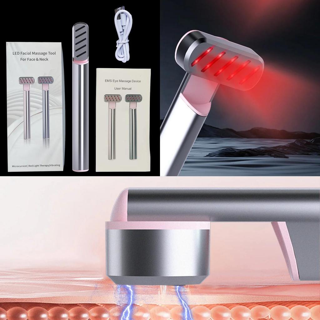 Портативный массажер для глаз с красным светом – USB-зарядка, вибрация, 42°C, теплый компресс от темных кругов и морщин