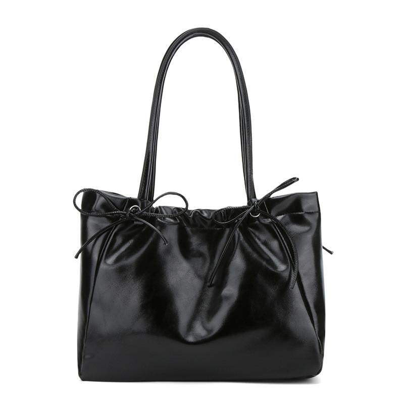 Simple Pu Bowknot Drawstring Bag For Daily Use