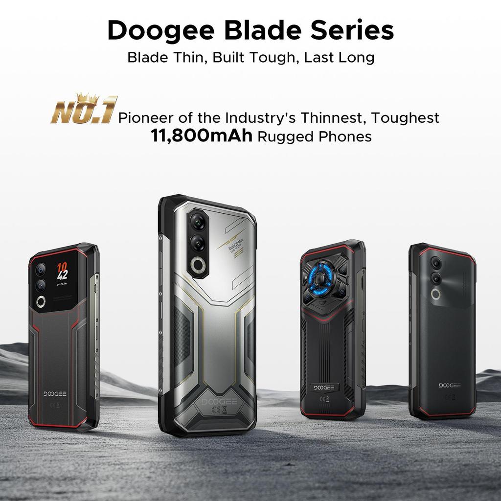 Doogee Blade 20 Max Android 15 Защищенный смартфон, 36 ГБ + 1 ТБ ПЗУ/TF 2 ТБ, 11800 мАч/33 Вт, 6,6 дюйма 120 Гц + 64 МП, 3 слота для карт/4G SIM/NFC/GPS/распознавание лица