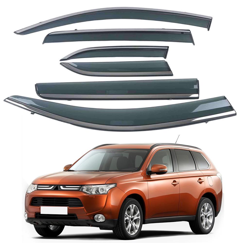 Дефлекторы боковых окон (ветровики) Mitsubishi Outlander 13-18 с хромированной полосой, Защита от дождя, Утолщенная защита