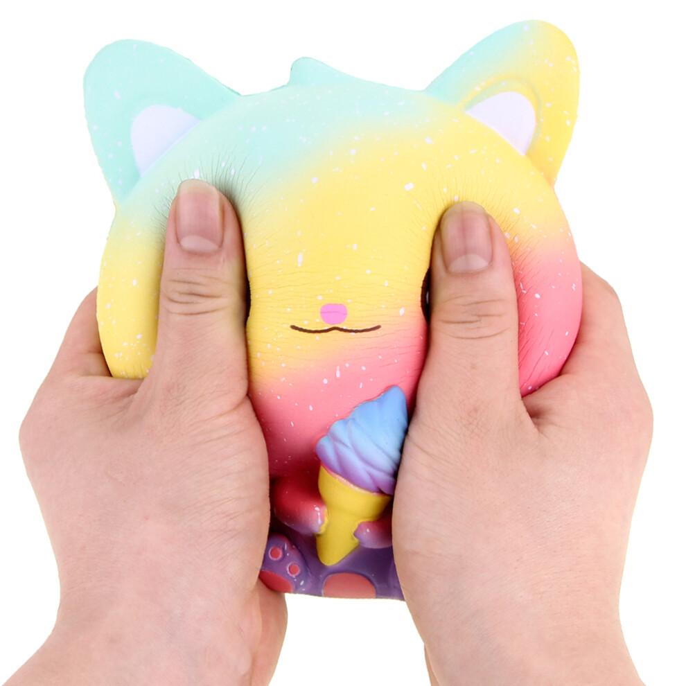 Cute Plush Ice Cream Cat Stress Toy Squeeze Rebound Toy for Kids & Adults Soft