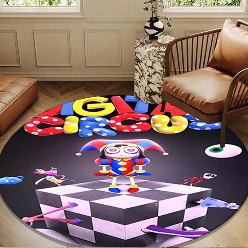 Amazing Digital Circus Round Rug for Livingroom,Bedroom, Palyroom, Chair Rug, Area rug, Circle Carpet, Large Size Decor Fan Christmas gift