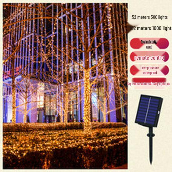 LED Solar Waterproof Meteor Shower String Lights for Outdoor Holiday and Tree Decoration