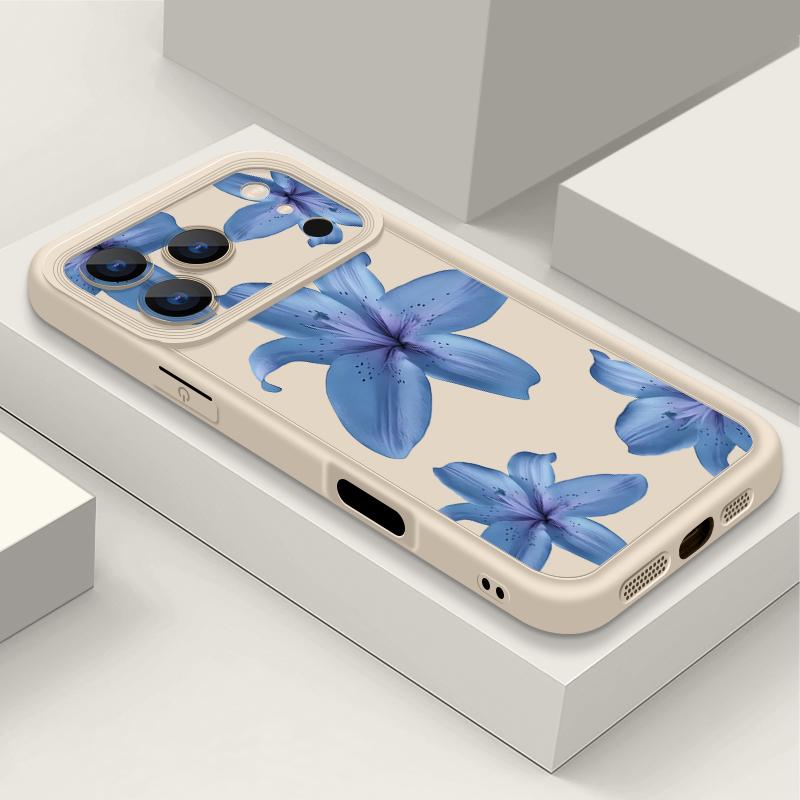 Синий узор лилии ТПУ чехол для телефона для iPhone 17 16e 15 16 Pro Max 14 16 Plus для iPhone Air 13 12 Pro Max 11 Мягкий силиконовый чехол