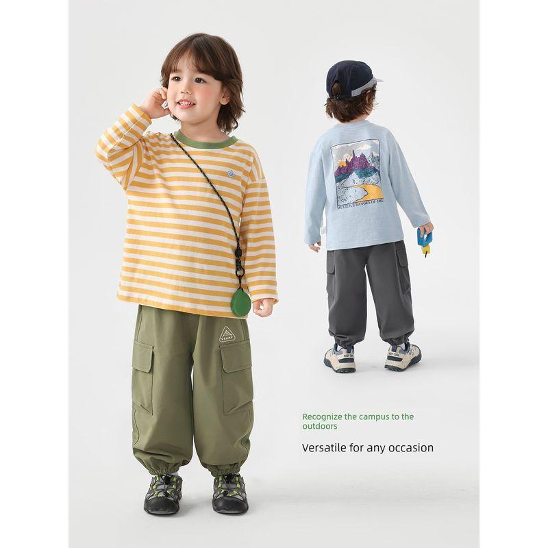 Right European Boys' Waterproof Cargo Pants Children's Casual Long Pants 2026 Spring New Children's Clothing Spring and Autumn Baby Pants