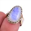Natural Rainbow Moonstone Gemstone Two Tone 925 Sterling Silver Ring Size 8 A9w07