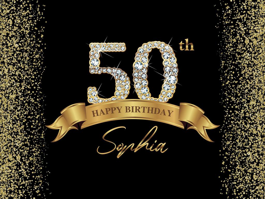 Happy 50th 40th 60th Birthday Photography Backdrop Birthday Photo Backdrop Champagne Golden Diamond Custom Birthday Banner
