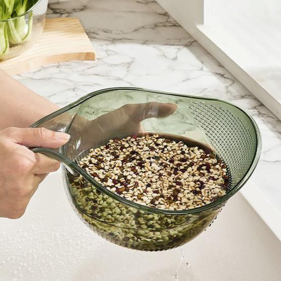 Multi-functional Drain Basket with Handle Thick Stable Large Capacity Hollow Transparent Fruit Vegetable Washing Draining Bowl Kitchen Drainage Basket