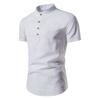 Summer Thin Solid Mock Neck Men's Short Sleeve Shirt Fashion Breathable Comfortable Casual Shirt