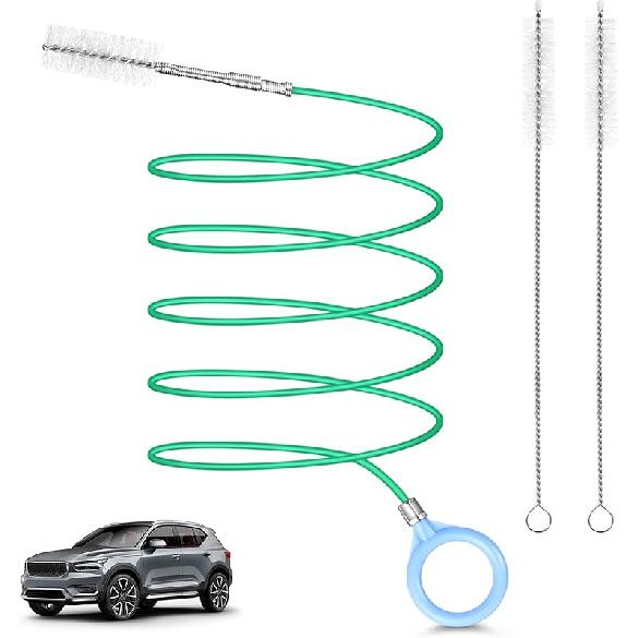 Auto Sunroof Drain Cleaning Tool,118Inch Long Pipe Cleaner For Car,Flexible Tube Cleaning Brush With 2Pcs 7.9Inch Cleaning Brush Skinny Pipe Drain