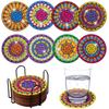 6pcs/8pcs Diy  Coasters With Holder Round Mandala Coasters  Kits Accessories