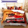 3pcs Custom Name Cartoon Michael Schumacher Bedding Set Duvet Cover Closure Includes 1 Duvet Cover & 2 Pillowcases for All Seasons Bedroom Decor