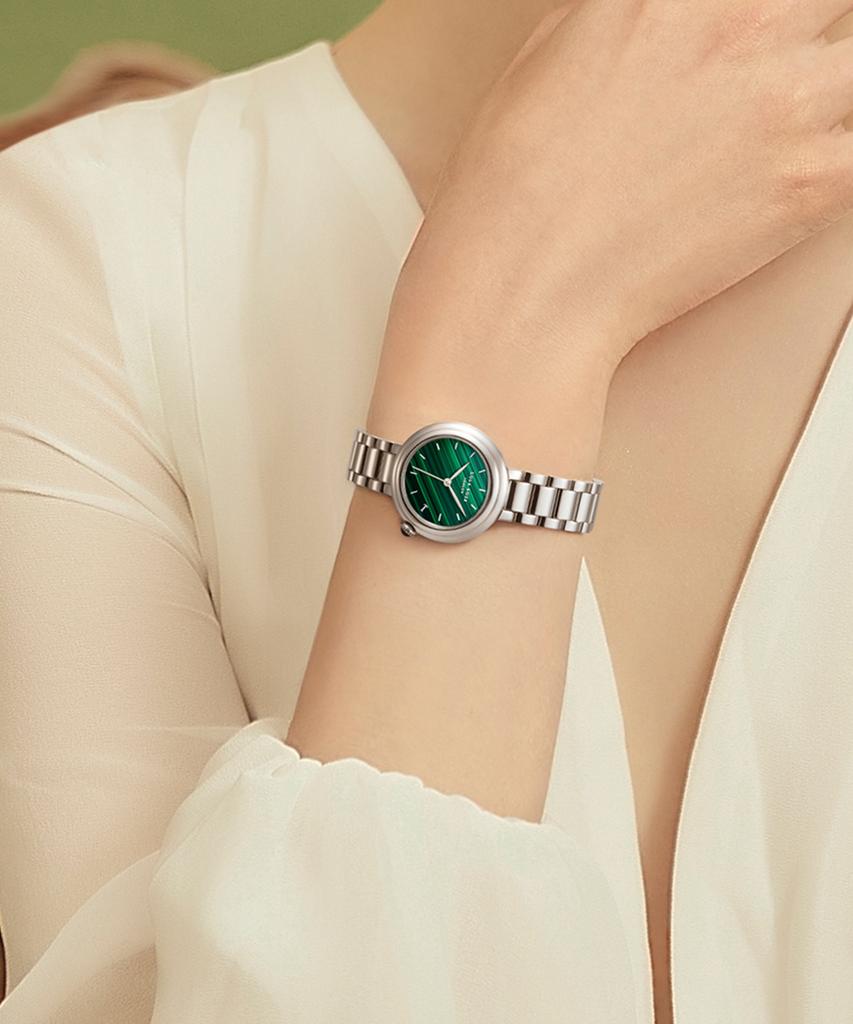 Lollalojeu Tea-Time Malachite Silver Women'S Metal Wristwatch