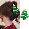 Glitter Christmas Hair Clip Santa Shape Snowhouse Hair Claw Sweet Santa Hair Claw  For Women