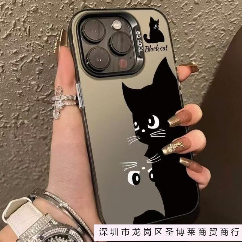 Черный кот подходит для 15plus personality 16promax Чехол для iPhone iphone14 Жесткий чехол 13pro Креативный 12