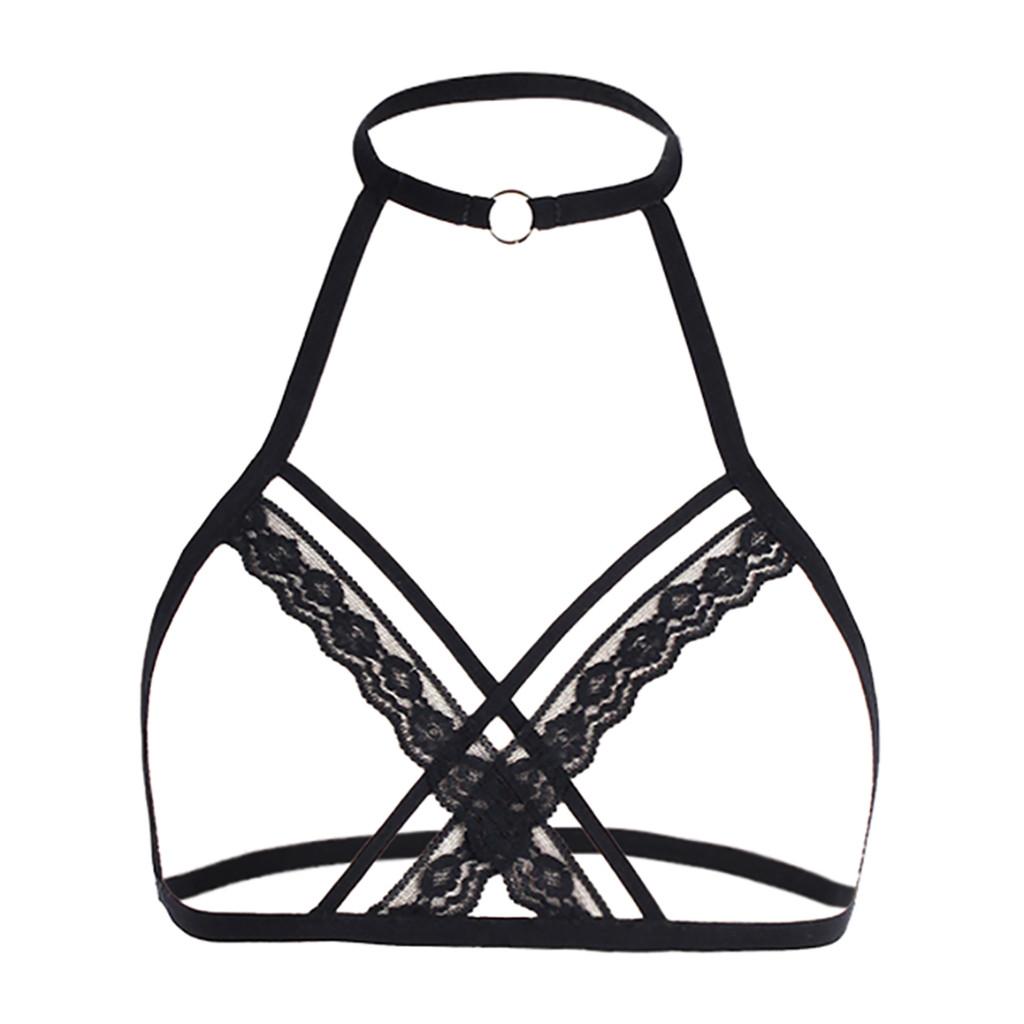 Alluring Women Cage Bra Elastic Cage Bra Strappy Hollow Out Bra Bustier