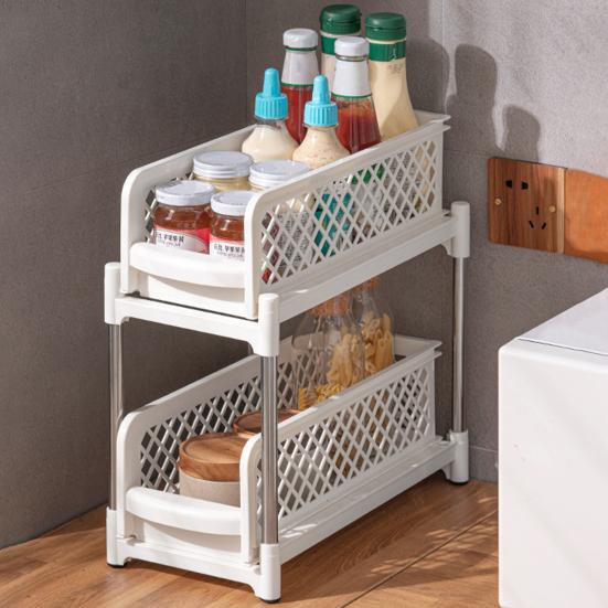 Выдвижной органайзер под раковиной, стеллаж для хранения, двухслойный дизайн, большая вместимость, прочная несущая способность, простая сборка