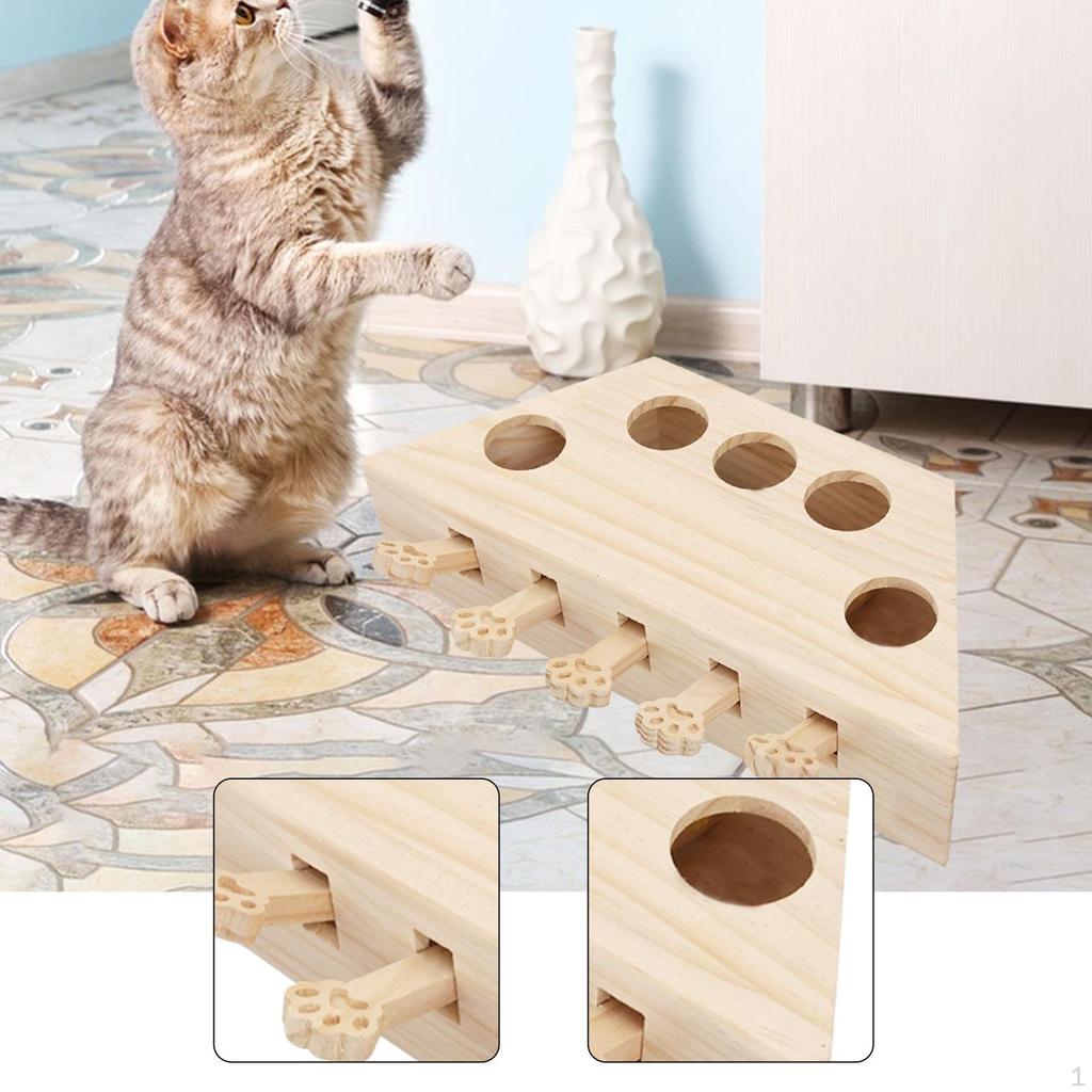 Whack A Cat Toy for Indoor Cats Exercise Pet Gift Keeps Pets Entertained, Enrichment ,Engaging Wood