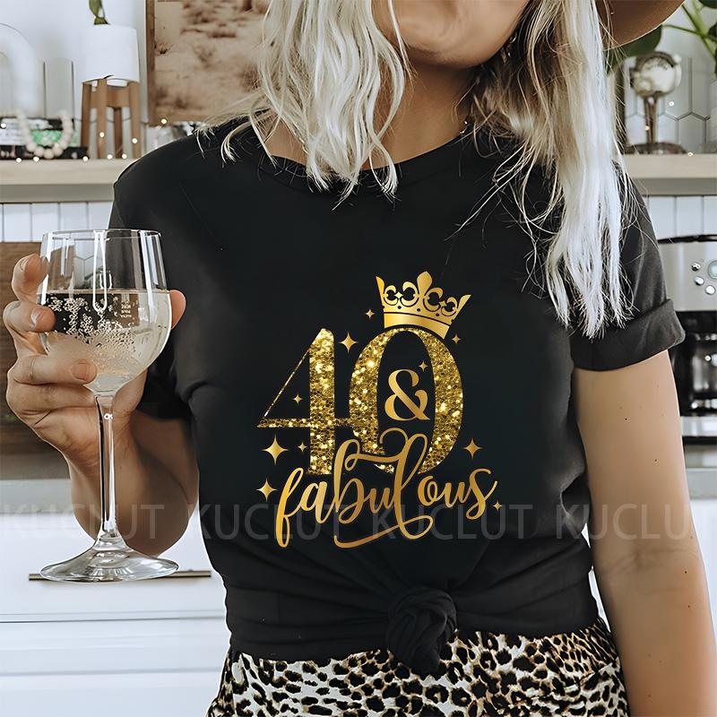 Женская футболка 40th Fabulous Tees Женская футболка для вечеринки в честь 40-летия королевы Модные графические топы Повседневная эстетичная женская одежда