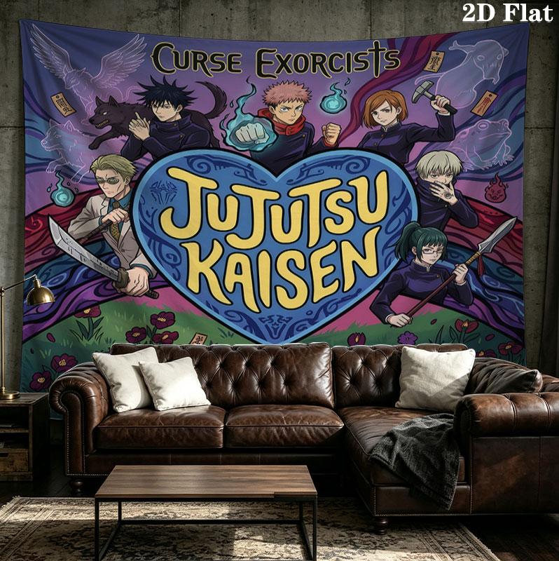 Jujutsu Kaisen Wall Tapestry Aesthetic Wall Hanging Printed Fabric Blanket Decorative Tapestries For Bedroom Living Room Home Decor