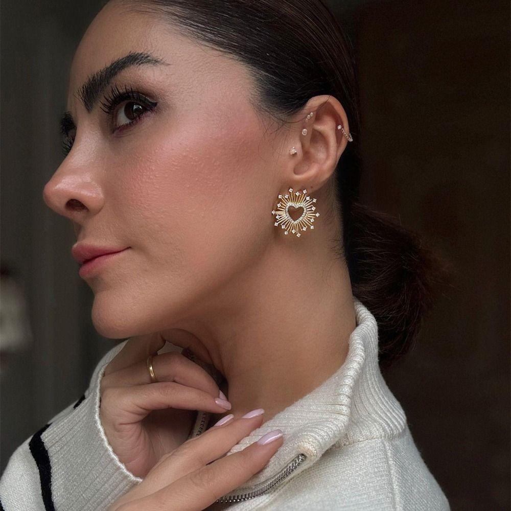 Серьги-гвоздики с кристаллами, серьги-сердечки с цирконом, роскошные серьги-звездочки, праздничные