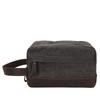 Mens Wax Canvas Toiletry Bag Vintage Handheld Clutch With Leather Wrist Strap Travel Grooming Pouch