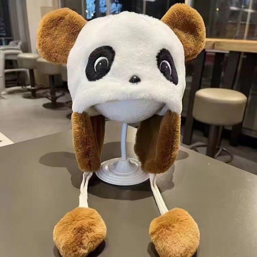 Cute Cartoon Panda Plush Hat Windproof Ear Protection Hat Trend Beanies Cap for Children